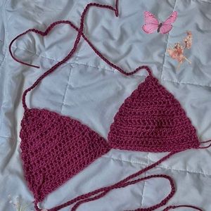 Pink crochet bikini handmade by me